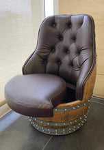 Load image into Gallery viewer, Luxury Whiskey &amp; Wine Barrel Captain Chair with Hidden Safe (October Pre-Order)