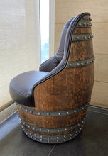 Load image into Gallery viewer, Luxury Whiskey &amp; Wine Barrel Captain Chair Corner Set — Two Chairs &amp; Corner Table (October Pre-Order)