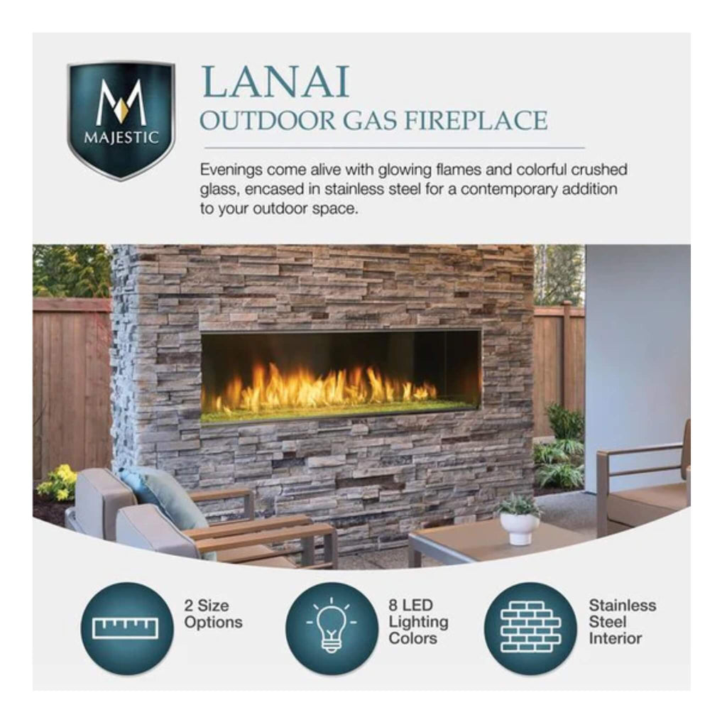Majestic Lanai 48" Linear Outdoor Gas Fireplace
