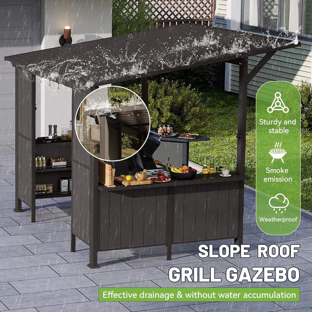Modern Slanted Hardtop Alloy Steel Grill Gazebo
