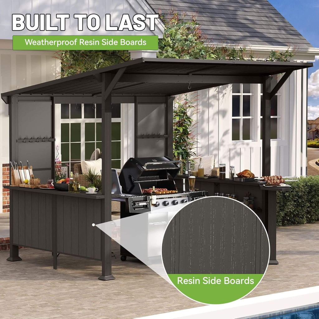 Modern Slanted Hardtop Alloy Steel Grill Gazebo