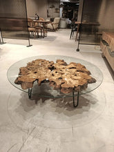 Load image into Gallery viewer, Olive Wood Rustic Coffee Table Featured Glass On Top