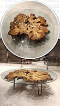 Load image into Gallery viewer, Olive Wood Rustic Coffee Table Featured Glass On Top