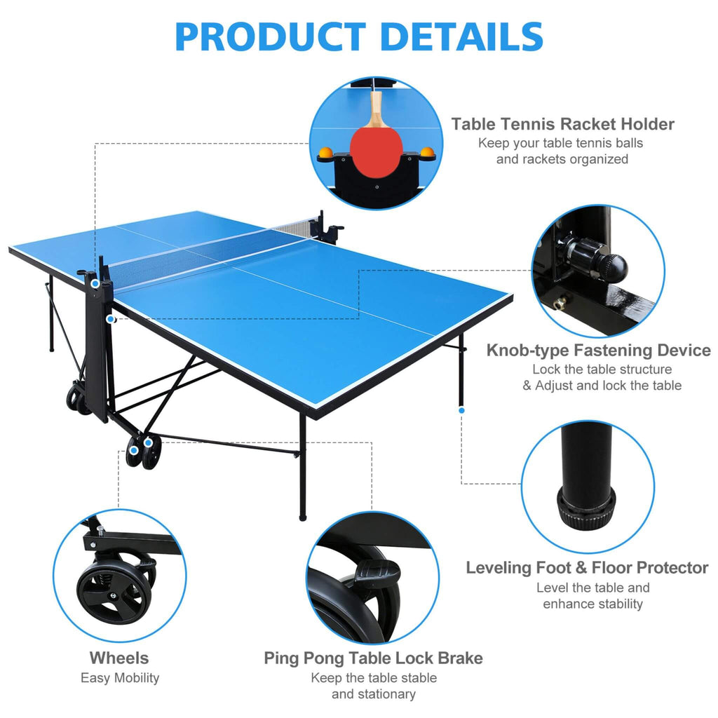 108” Full-Size Outdoor Table Tennis Table Set