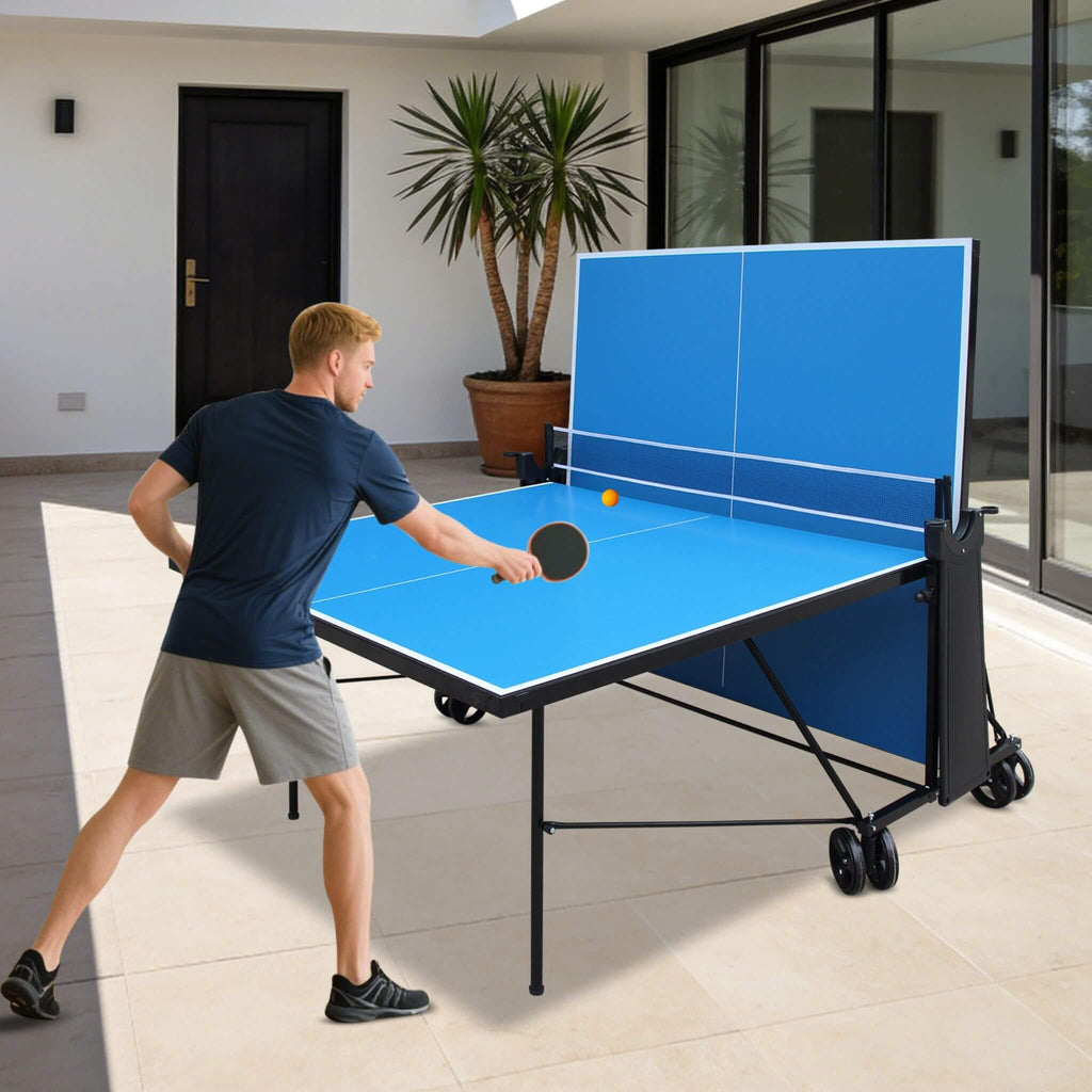 108” Full-Size Outdoor Table Tennis Table Set