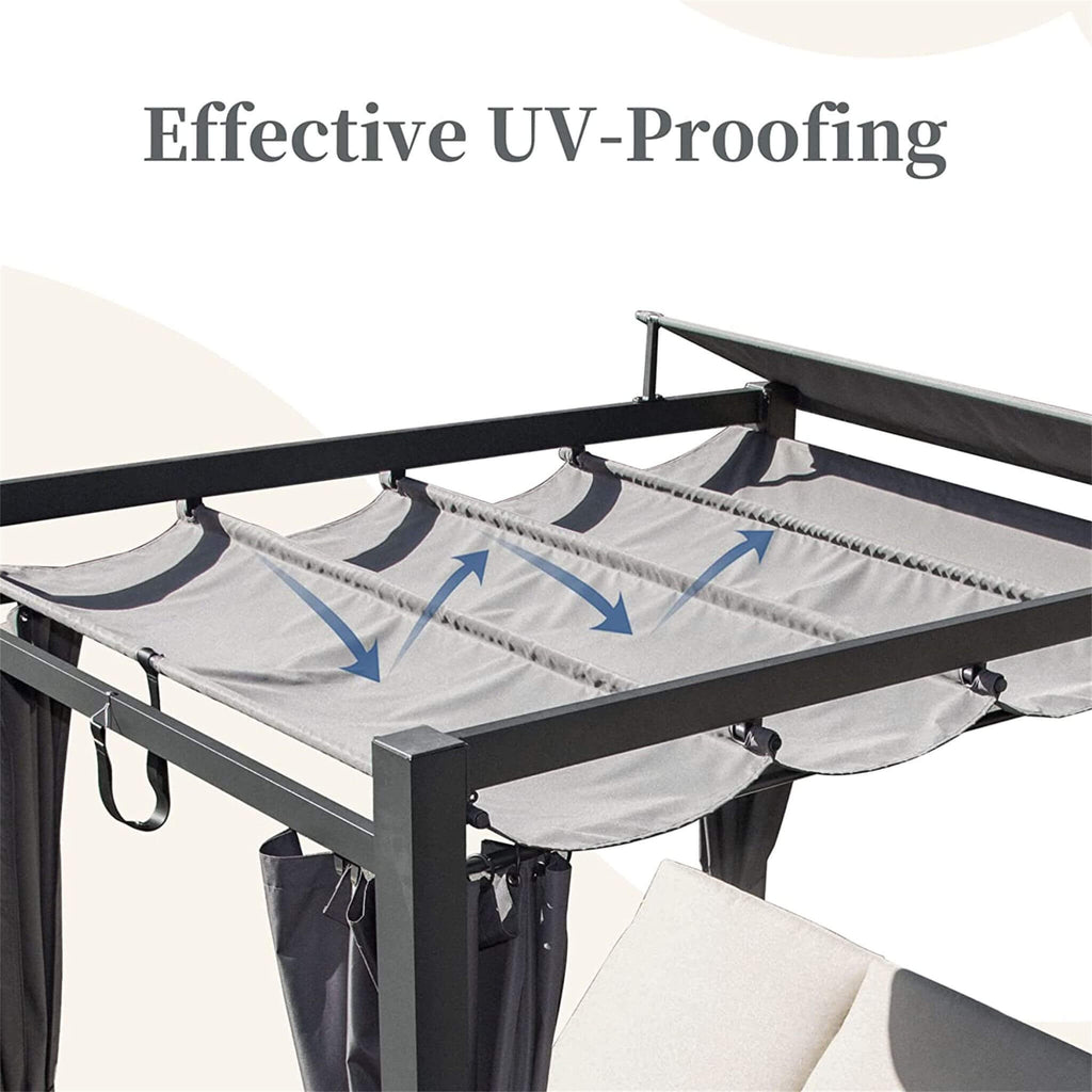 Aluminum Outdoor Double Chaise Daybed with Retractable Canopy