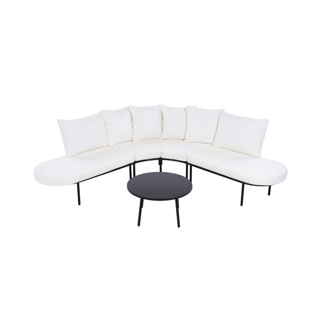 Half-Moon 6-Person Curved Outdoor Sofa Set with Coffee Table