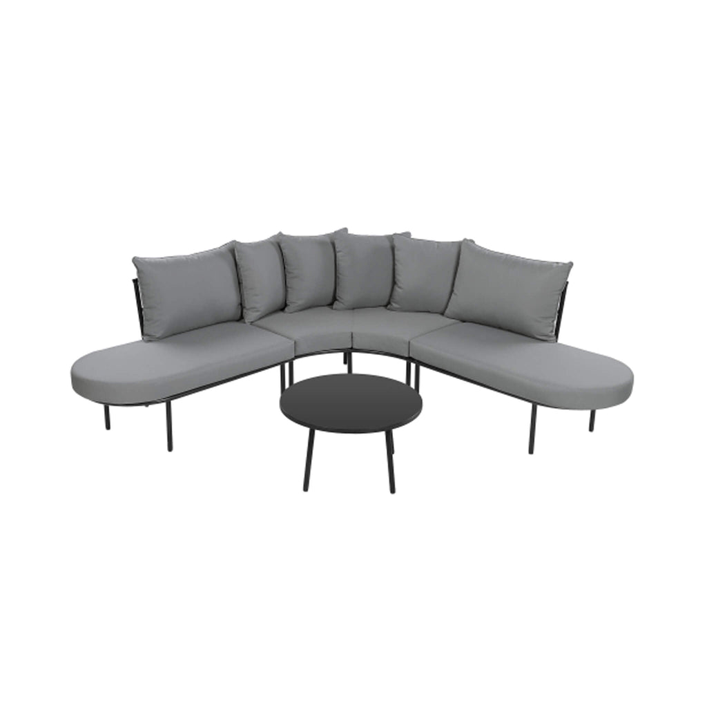 Half-Moon 6-Person Curved Outdoor Sofa Set with Coffee Table
