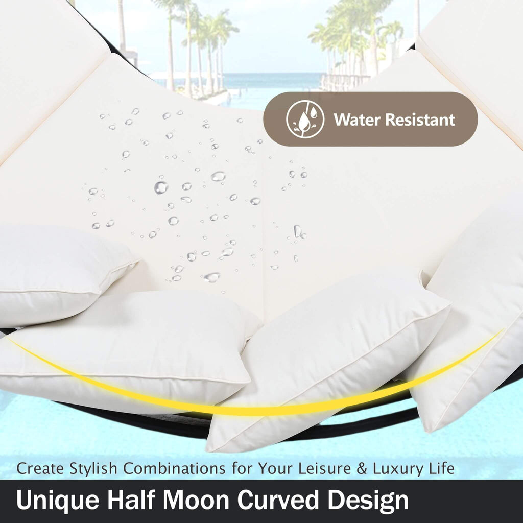 Half-Moon 6-Person Curved Outdoor Sofa Set with Coffee Table