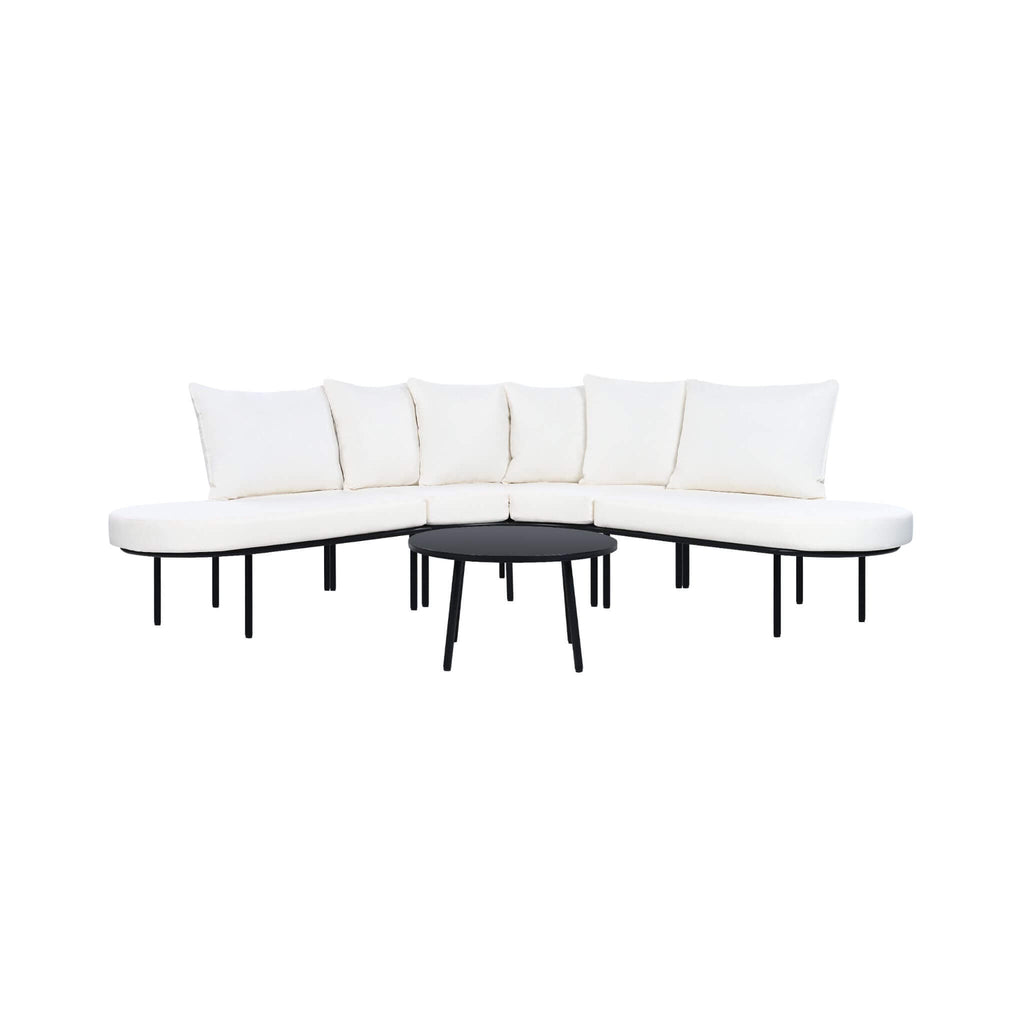 Half-Moon 6-Person Curved Outdoor Sofa Set with Coffee Table