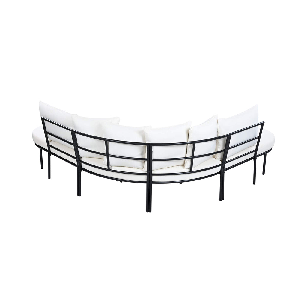 Half-Moon 6-Person Curved Outdoor Sofa Set with Coffee Table