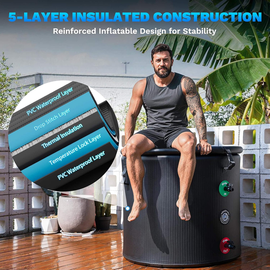 120-Gallon XL Cold Plunge Tub Kit with 1HP Chiller