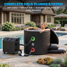Load image into Gallery viewer, 120-Gallon XL Cold Plunge Tub Kit with 1HP Chiller