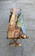 Load image into Gallery viewer, Resin Live Edge Console Table Made of Linden Wood - Foyer Table- Entryway Table