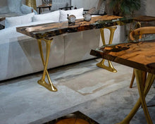 Load image into Gallery viewer, Resin Live Edge Console Table Made of Linden Wood - Foyer Table- Entryway Table
