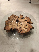 Load image into Gallery viewer, Olive Wood Rustic Coffee Table Featured Glass On Top