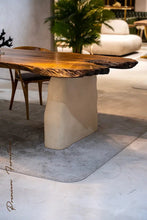 Load image into Gallery viewer, Wabi Sabi Style Luxury Solid Wood Walnut Table with Stone Inspired Legs