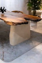 Load image into Gallery viewer, Wabi Sabi Style Luxury Solid Wood Walnut Table with Stone Inspired Legs