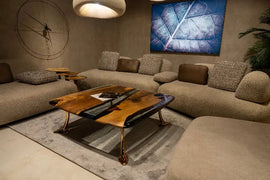 Luxury Epoxy Resin River Walnut Coffee Table | Osso Collection