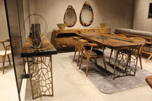 Load image into Gallery viewer, Walnut wood and resin sofa &amp; entry table | Voronoi collection