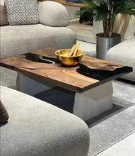 Load image into Gallery viewer, Epoxy-Resin Walnut Coffee Table With Stone Looking Legs