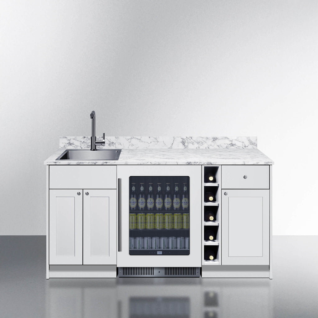 Summit Oasis 68" Wet Bar Kitchenette with Beverage Fridge