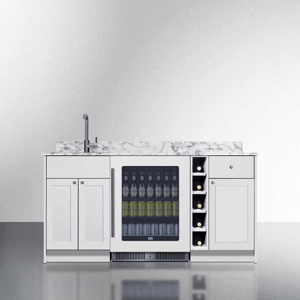 Summit Oasis 68" Wet Bar Kitchenette with Beverage Fridge