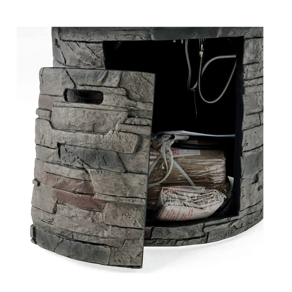 32" Round Concrete Propane Fire Pit Table – Gray