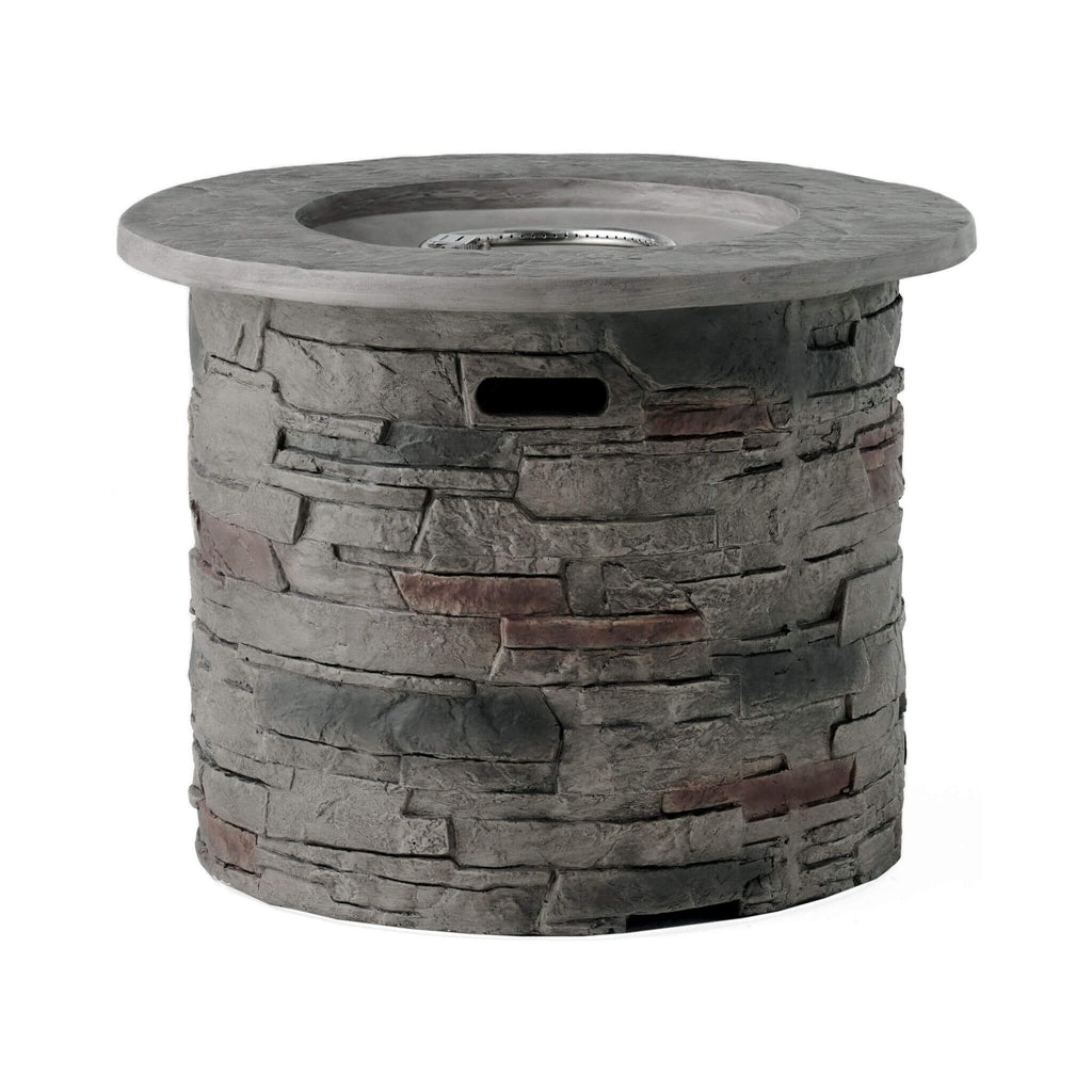 32" Round Concrete Propane Fire Pit Table – Gray