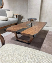 Load image into Gallery viewer, Resin Coffee Table With Walnut Legs