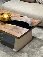 Load image into Gallery viewer, Epoxy-Resin Walnut Coffee Table With Stone Looking Legs