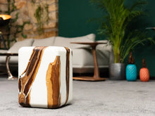 Load image into Gallery viewer, Resin Cube Side Table, Epoxy Wood Stool, Cube Accent Table