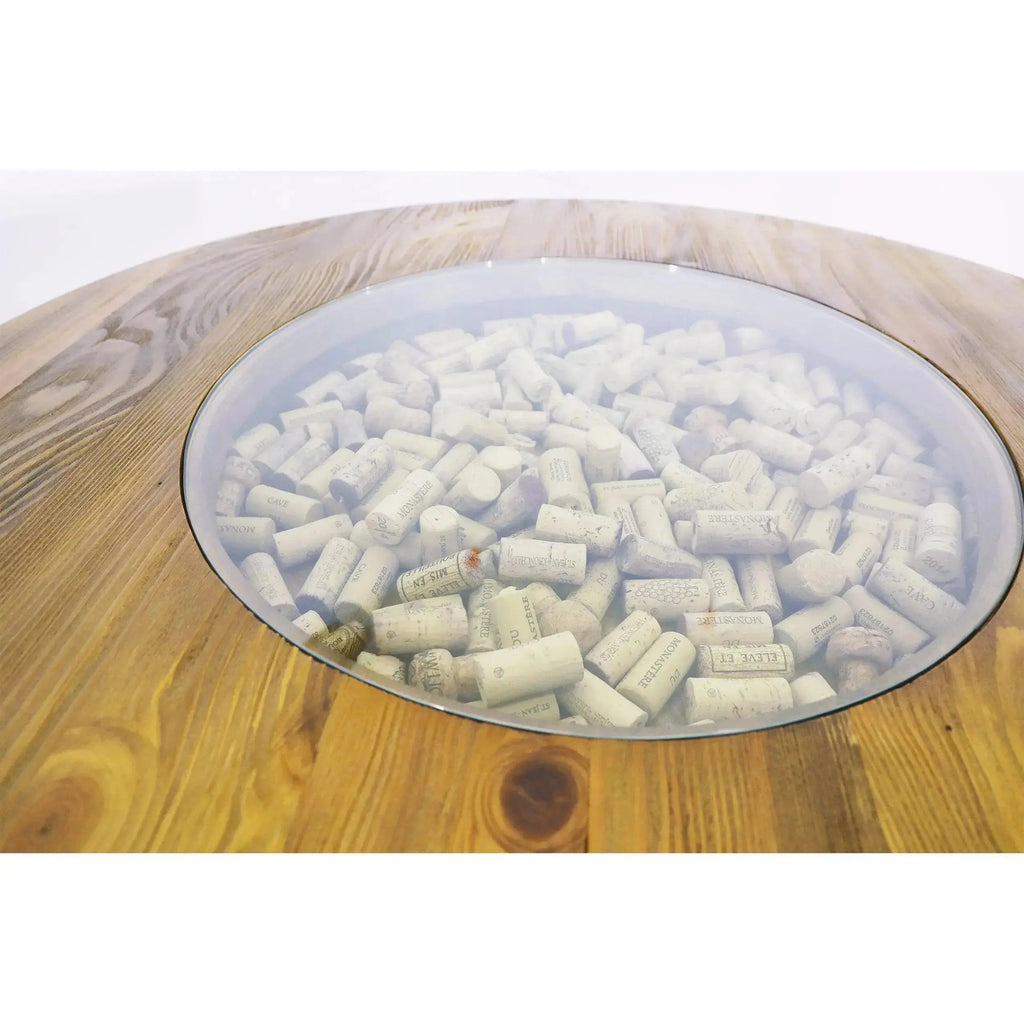 Whiskey & Wine Barrel Bistro Pub Set — Glass Top, Foot Rail