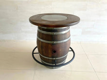 Load image into Gallery viewer, Whiskey &amp; Wine Barrel Bistro Pub Set — Glass Top, Foot Rail