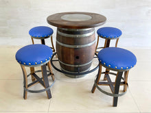Load image into Gallery viewer, Whiskey &amp; Wine Barrel Bistro Pub Set — Glass Top, Foot Rail