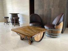 Load image into Gallery viewer, Whiskey &amp; Wine Barrel Coffee Table — Glass Top, Hidden Storage