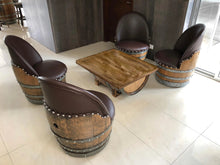 Load image into Gallery viewer, Whiskey &amp; Wine Barrel Coffee Table — Glass Top, Hidden Storage