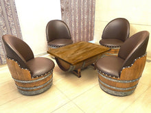 Load image into Gallery viewer, Whiskey &amp; Wine Barrel Coffee Table — Glass Top, Hidden Storage