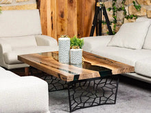 Load image into Gallery viewer, Custom Resin River Walnut Coffee Table | Voronoi Collection