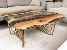 Load image into Gallery viewer, Custom Resin River Walnut Coffee Table | Voronoi Collection